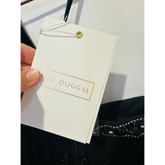 MAC DUGGAL Black One Shoulder Embellished Tulle Mini Party Formal Gown Dress 4 - Picture 13 of 16